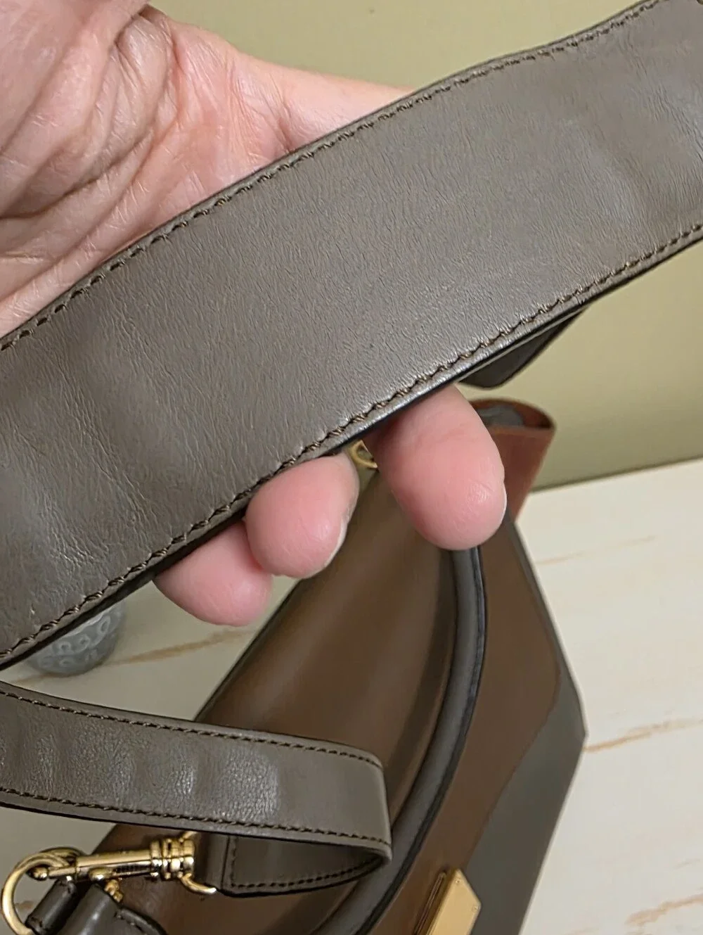 Celine | Tricolor Brown Leather And Rust Suede Medium Trapeze Bag - Picture 14 of 16
